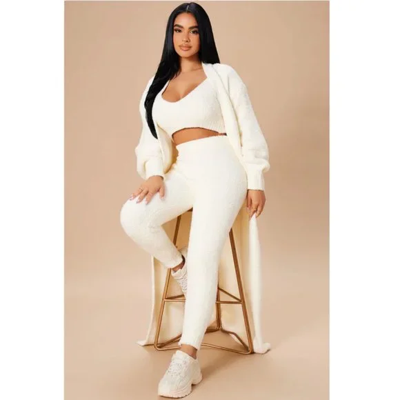 Living In It 3 Piece Legging Set - Ivory - Picture 1 of 4